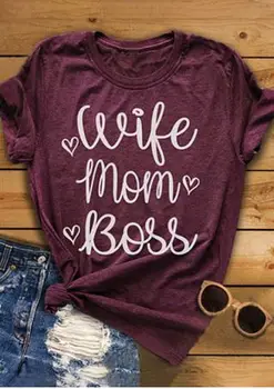 YENİ 2018 Kadın T-shirt Sweatshirt Karısı Anne Patron Kalp T-Shirt O-Boyun Kısa Kollu Mektubu En Popüler Moda Tişörtleri Baskılı