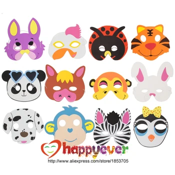 Çocuk Doğum günü Parti İyilik için 12PCS Çeşitli EVA Köpük Hayvan maskeli Kostüm Hayvanat Bahçesi Orman Parti Malzemeleri Giyinmek