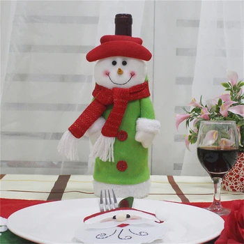Noel Dekorasyon Kardan adam Kırmızı Şarap Şişe Kapağı Dekorasyon Ev Partisi Noel Baba Yılbaşı Dekor yazı de natal P20