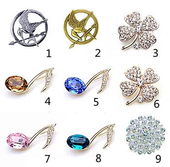 Karışık Stil Rhinestone Kristal Diamante Broş Aksesuar Yonca Çiçek Nota Pimleri