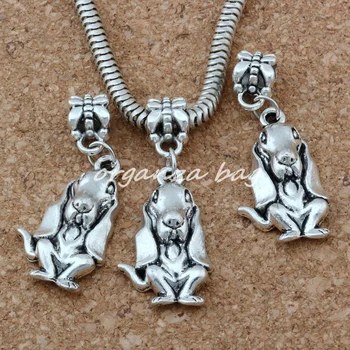 Sıcak ! 15 adet Antika Gümüş Alaşımlı Basset Hound Köpek Hayvan Yavrusu Dangle Boncuk Avrupa Charm Bilezik Takı DİY 126a uyan