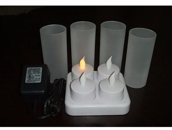 Xmas Parti Elektronik Mum Lambalar İçin 4 LED mum Şarj edilebilir Alevsiz Çay Işık Mum