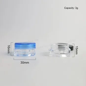 100 x 3g Mini Seyahat Doldurulabilir plastik kozmetik krem kavanoz örnek ekran Kare krem şişe Kaplar PS malzeme makyaj