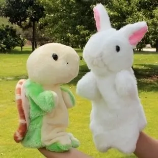Candice guo! Süper sevimli bebek peluş oyuncak hayvan el Tavşan ve 2 adet Kaplumbağa Arasındaki hikaye Yarış kuklalar