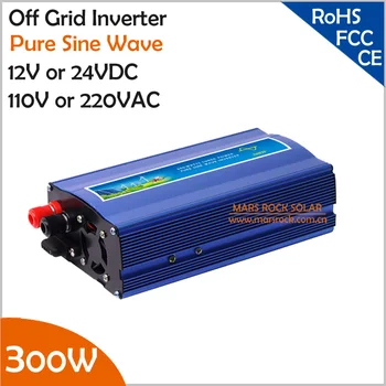 Off grid inverter 300W, 12 V/24 V DC için AC110V/küçük güneş ya da rüzgar enerjisi sistemi için 220V saf sinüs dalga inverter, dalgalanma güç 600W