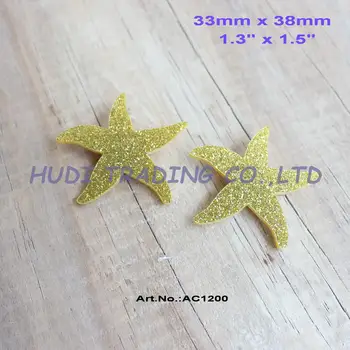 (36pcs/lot) 38 mm Akrilik Deniz Yıldızı Broş Takı Aksesuarları 1,5 Gitter Altın Renkli deniz yıldızı Süsleri