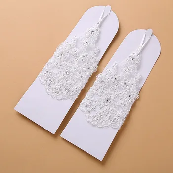Eldiven dantel eldiven kanca parmak düğün eldiven Boncuklu gelin yeni Marka 1Pair Parmaksız Dantel Düğün Yeni Sıcak Satış Moda Eldiven
