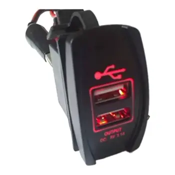 Top Fiyatları 12 V 24 V Araç Otomatik Tekne Aksesuar Çift USB Şarj Cihazı - kırmızı/turuncu/mavi/yeşil/Beyaz LED