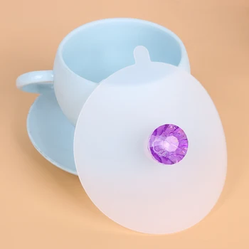 Silikon Fincan Kapağı w/ Çok Renkli Elmas Dekorasyon Mutfak Sofra Aksesuarları Kahve İçme Çay Fincanı Silikon Kapak İşaretle
