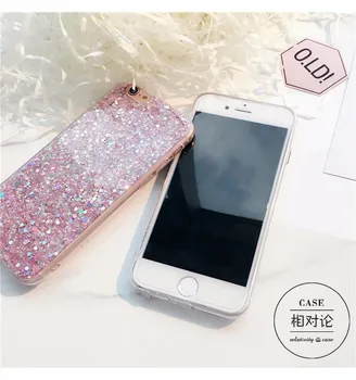 İPhone 8 X 6 6 Plus Parlak Durumda 7 Plus Kapak Bling Glitter Payet Yumuşak Silikon TPU IMD Parlak Metal Kapak Aksesuarları