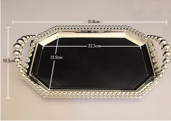 Avrupa Orta boy Octagon metal Gümüş tepsi pasta tava meyve tabağı tepsi dekorasyon depolama tepsisi servis tepsisi FT005