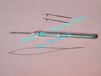 Havalandırma/Yapım 12pcsWholesale Metal Dantel Peruk saç uzatma aracı Çekerek/Dokuma İğneler mikro yüzük döngü pafta Kolu