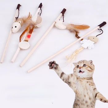 Çan Elastik Çubuk İle Etkileşimli sevimli Kedi Oyuncaklar Komik Kedi Fare Kabak Tüy Hatun bir Balık Maskot Oyuncaklar Hayvan Oyuncaklar