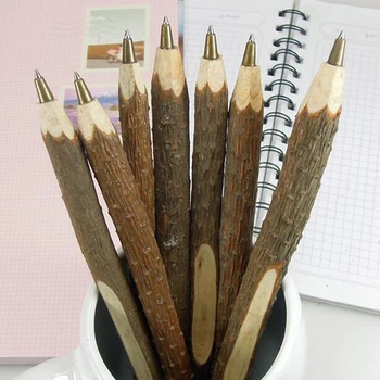 1 adet/lot Vintage tarzı ahşap tükenmez el yapımı Çevre tükenmez kalem Officeescolar Okul kırtasiye malzemeleri (tt-2774)kalem