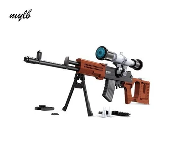 Mylb Yeni Ausini Silah serisi Snayperskaya Vinyovka Dragunov Model Yapı taşları Klasik SVD keskin nişancı silahı Oyuncak çocuk doğum günü hediyesi