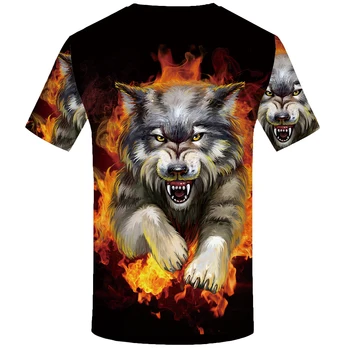 KYKU Marka Alev T Shirt Kurt T-shirt Agresif Öfke Gömlek T Shirt 3d Hayvan T-shirt Erkekler Rahat Gömlekler Hip Hop 2017 Homme