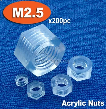 M2 200pcs DİN934.5 Plastik Akrilik Fındık Altıgen Altıgen Somunu