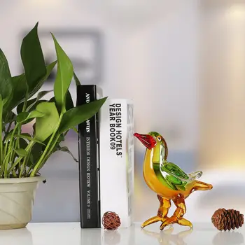 Tooarts Kırmızı Gagalı Kuş Cam Heykelcik Ev Dekorasyonu Hayvan Ev Dekorasyonu İçin İyilik Hediye Cam Sanatı Heykel Minyatür