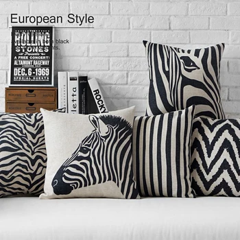 Nordic Siyah beyaz tema Zebra Yastık Örtüsü Ev Dekoratif Yastık Örtüsü Yastık kılıfı Ofis Koltuk Minderi Kapak leopar