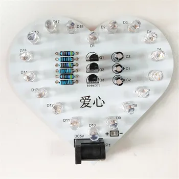 Devre Kiti Elektronik Eğlence Paketi DİY Kit Renkli Kalp Şeklinde Aşk Renkli Işık Elbise Yanıp sönen Flaş Işığı Döngüsü LED