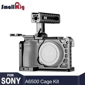 Üst A6500 Sony için SmallRig A6500 Kamera Kafes Seti 2081 Soğuk Ayakkabı Uzantısı Alüminyum Çift Kafes Kolu