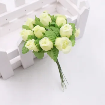 12pcs 2cm el yapımı mini ipek gül buket yapay çiçek düğün dekorasyon DİY çelenk küçük resim sahte çiçek dekorasyon