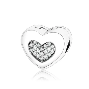Uygun Orijinal Pandora Charm Bilezikler ve Kolyeler 925 ayar Gümüş Sürekli Kalp Stoper Klip Charms Boncuk DİY Aksesuar