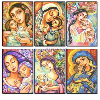 5d diy elmas nakış Dini Anne çocuk pırlanta boya İsa mozaik boncuk resimleri Taslar çapraz dikiş