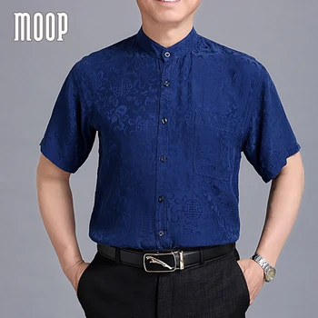 6 Renk doğal ipek iş gömlek kısa kollu gömlek floral jacquard kombinezon homm camiseta masculina LT1509 ÜCRETSİZ GEMİ