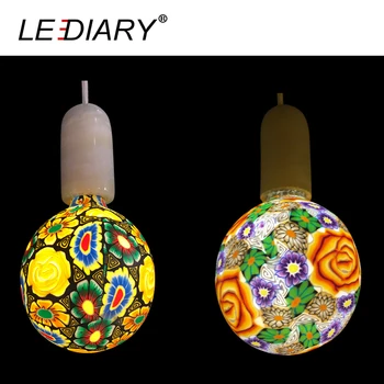 LEDİARY YENİ Renkli Kolye Lamba İçin 100 Işık Dekorasyon Ampul-240 V E27 4 W G120 Çatlak Cam Çiçek Desen Avrupa Tarzı LED
