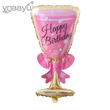 Ynaayu 1 adet Büyük Boy Şampanya Fincan Alüminyum Balon Düğün Doğum günü Partisi Pembe Şişme Balon, Parti malzemeleri