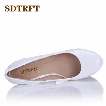 SDTRFT İlkbahar/Sonbahar ayakkabı mujer Plus:35-45 46 ayak Bileği Kayışı ayakkabı kadın 18cm Kare kalın yüksek topuk Yuvarlak Toe platform pompalar
