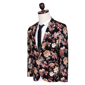 LONMMY M-5XL Erkek floral blazer Slim fit Marka Giyim Erkek Blazer ve ceketler Moda çiçek gelinlik elbise erkek tasarımları