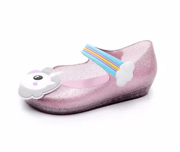 2018 Çocuklar mini sed jelly sandalet için bebek unicorn çocuklar kız Prenses ayakkabı sevimli karikatür şeffaf bling yumuşak plaj ayakkabı