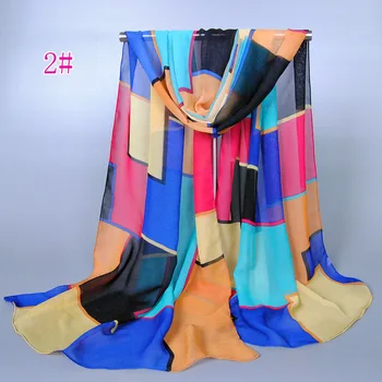Moda Kadın Şifon Zarif geometri baskılı Eşarp tasarım eşarp Büyük Eşarp Şal Cachecol 160*50cm