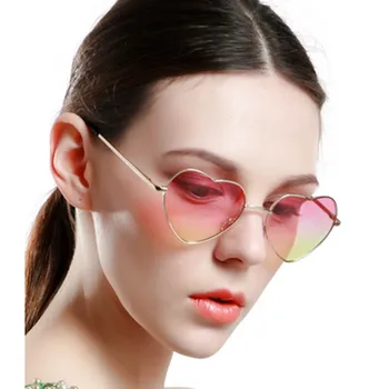 Kalp güneş Gözlüğü KADIN metal Yansıtıcı LENES Moda güneş GÖZLÜKLERİ ERKEK Ayna oculos de sol Marka Tasarım Vintage Şekilli
