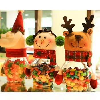Noel Süslemeleri Sevimli Noel Baba Geyik Kardan Adam Şeker Kavanoz Konteyner Noel Süsleri Çocuklara Hediyeler Tatil Masa Dekorasyonu