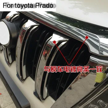 Tonlinker 6 ADET Yeni ABS Toyota Prado 2010-16 aksesuarlar için ön ızgara ışık şeridi kılıfı Çıkartmalar Krom araba stil DİY