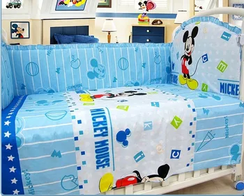 Promosyon! 6PCS Karikatür yatak bebek beşiği beşik yatak yorgan bebek beşik seti(tamponlar+sac+yastık kılıfı)vardır