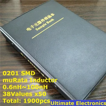 0201 muRata SMD Chip İndüktörler Seti 1.4 nH~100nH 38Valuesx50 Örnek Kitap Çeşitli