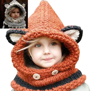Rüzgar geçirmez Şapkalar Noel hediyesi Tilki Kulak Kış Şapka Çocuklar İçin Kızlar Kış Earflap Cap Erkek Set Atkı