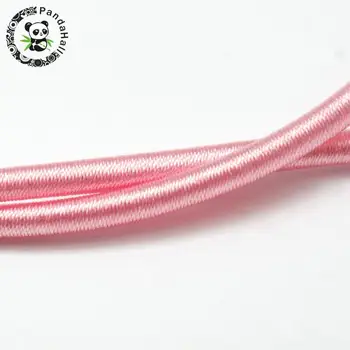 Yuvarlak Plastik Tüp Telleri, İpek Kurdele ile Kaplanmış, Karışık Renkli, 450~480x4mm