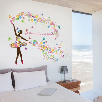 Ev Dekorasyonu İçin yeni Varış Peri Kızı, Kelebek Çiçek Kız Bale Dans Sanat Çıkartması Duvar Sticker Duvar resmi Çocuk Odası DİY