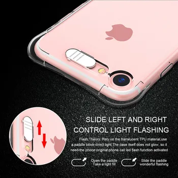 KİSSCASE iPhone 6 6 7 5 5 Parlak Yumuşak Darbeye dayanıklı Silikon Arka Kapak Durumda iPhone 8 7 6 6 İçin Flaş Işığı Durumda LED Plus