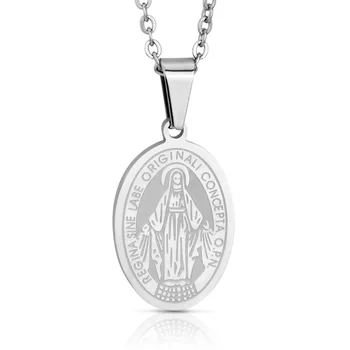 SOİTİS Katolik Meryem Hıristiyan Din Oval Çapraz Madalyon Kolye Kilise Kolye Altın Siyah Gümüş Renk