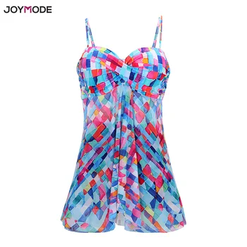 JOYMODE 2 Adet Bikini set Mayo Plaj 5XL Yastıklı Biquini Femme Retro Mayo Etekli Mayo Kadın şınav Swimdress