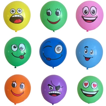 100pcs/lot 12inch Sevimli Büyük Gözleri Hava Topu Hediye Şişme Lateks Balonlar Mutlu Doğum günü Partisi Dekorasyon Malzemeleri Smiley Baskılı