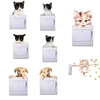 % DİY Komik Sevimli Kedi Köpek Fare çiçekler Animls Çıkartma Çıkartmaları Duvar Çıkartmaları Ev Yatak Odası Çocuk Odası aile Işık Salon Dekor Geçin