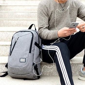 Genç Öğrenciler, Okul için erkek Tuval su Geçirmez Sırt çantası Şarj Seyahat Çantası çok Fonksiyonlu Mochila USB Erkek çanta