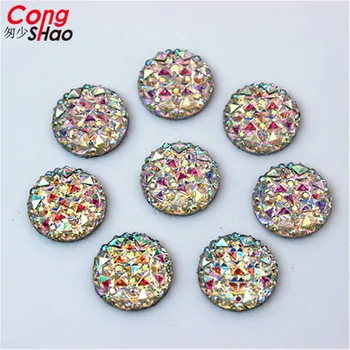 Cong Shao 200PCS 12mm AB Renkli yassı sırtlı deniz taş ve kristaller YB62 Yuvarlak Elmas kesim kostüm Düğmesi DİY Aksesuarları Reçine